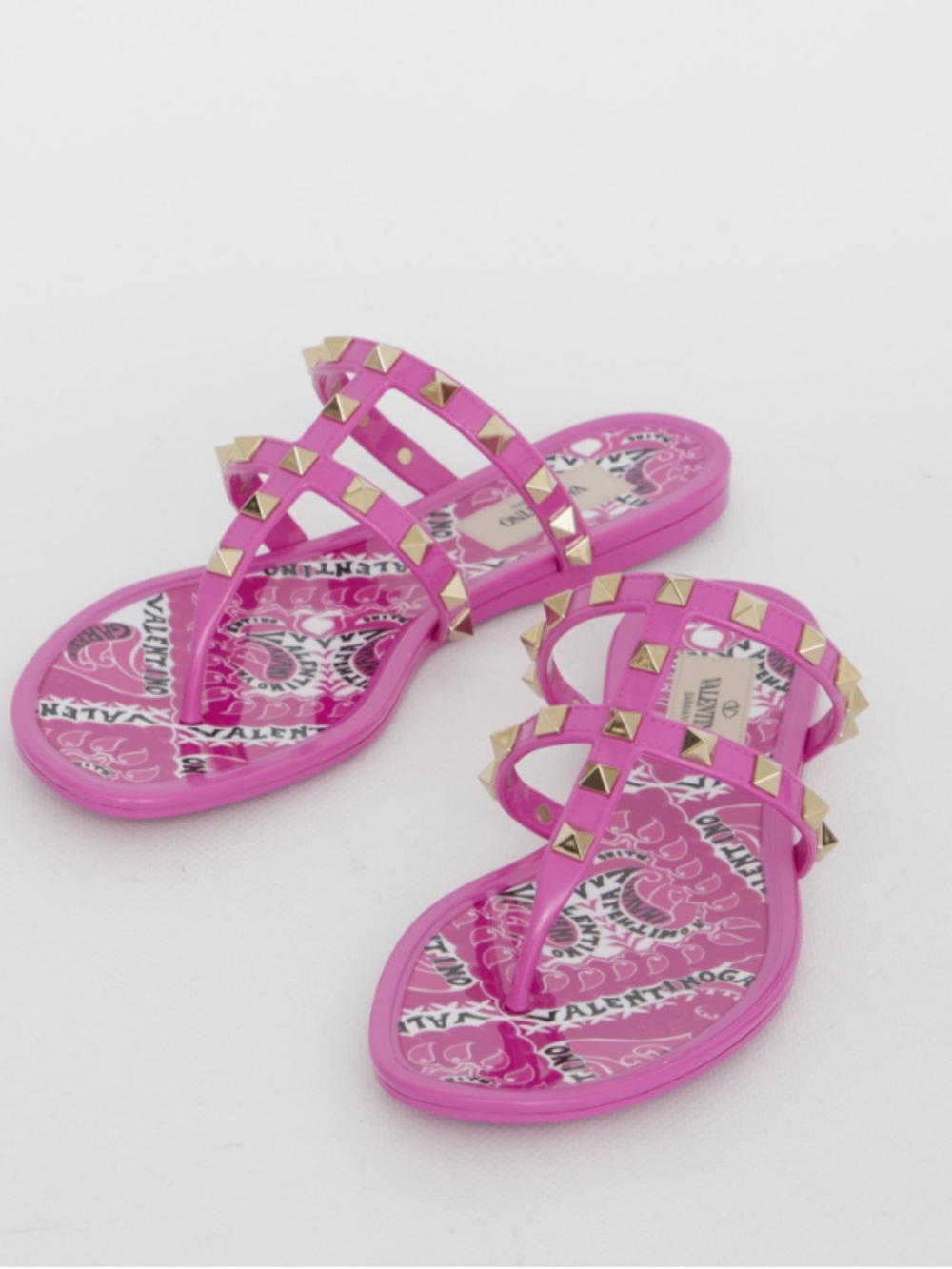 Valentino Pink Studded Jelly Slide Sandals